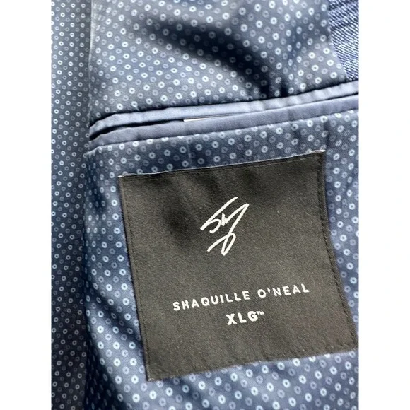Shaquille Oneal XLG Mens Blue Plaid Suit Separate Blazer Jacket - Picture 6 of 12